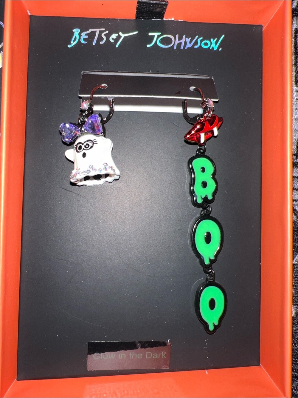 BNIB Betsey Johnson Halloween glow in the dark earrings